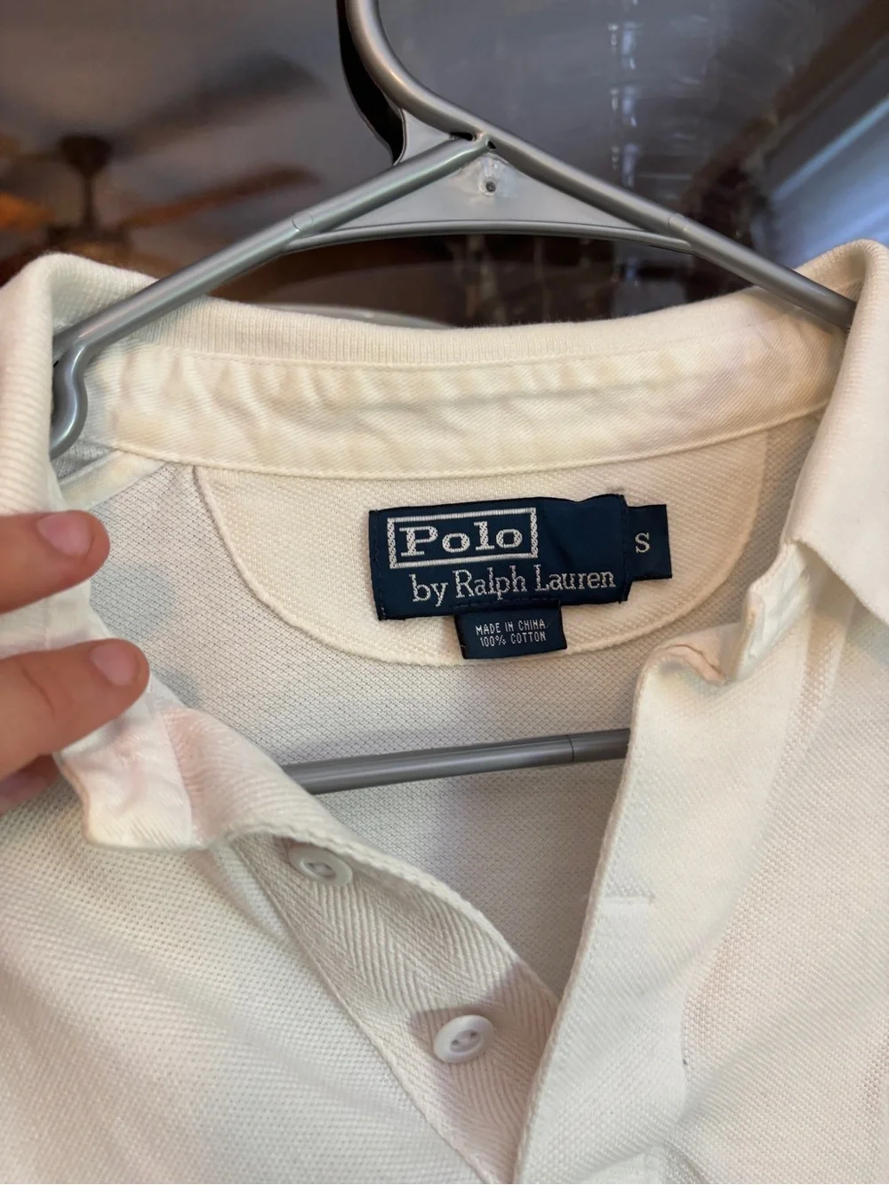 Ralph Lauren Cream Polo with Navy & Red Chevron Stripes